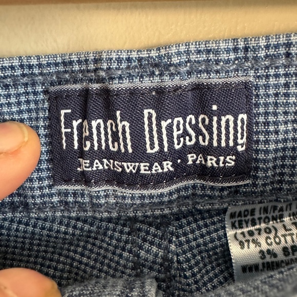 FDJ French Dressing Jeanswear Women's Chino Micro Check Pants Blue 14 Cropped - Picture 4 of 12